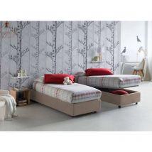 Talamo Italia - Lit simple Asia, Lit conteneur avec revêtement en tissu, 100% Made in Italy, Ouverture frontale, convient pour matelas Cm 80x190,