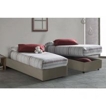 Lit simple Serena, Lit conteneur avec revêtement en cuir écologique, 100% Made in Italy, Ouverture frontale, convient pour matelas cm 90x190,