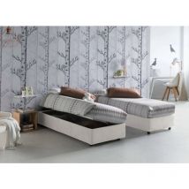 Talamo Italia - Lit simple Diletta, Lit conteneur avec revêtement en cuir écologique, 100% Made in Italy, Ouverture latérale, convient pour matelas