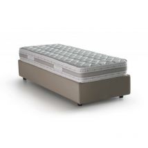 Lit simple Amelia, Lit conteneur avec revêtement en tissu, 100% Made in Italy, Ouverture frontale, avec matelas Cm 80x190 inclus, Tourterelle, avec