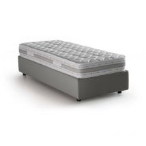 Lit simple Rachele, Lit conteneur avec revêtement en tissu, 100% Made in Italy, Ouverture frontale, avec matelas 80x200 cm inclus, Gris, avec