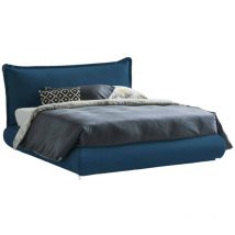 Lit double Dfecci, Lit coffre avec revêtement en tissu et tête de lit, 100% Made in Italy, Ouverture frontale, convient pour matelas 160x190 cm, Bleu