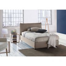 Talamo Italia - Lit carré et demi Claudia, Lit conteneur avec revêtement en tissu, 100% Made in Italy, Ouverture frontale, convient pour matelas cm