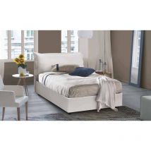Talamo Italia - Lit carré et demi Olivia, Lit conteneur avec revêtement en cuir écologique, 100% Made in Italy, Ouverture frontale, convient pour