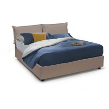 Talamo Italia - Lit double Lucrezia, Lit conteneur avec revêtement en cuir écologique, 100% Made in Italy, Ouverture frontale, convient pour matelas