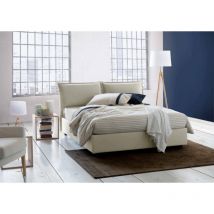 Lit double Deborah, Lit conteneur avec revêtement en tissu, 100% Made in Italy, Ouverture frontale, convient pour matelas cm 160x190, Beige - Talamo