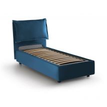 Talamo Italia - Lit simple Luna, Lit conteneur avec revêtement en tissu, 100% Made in Italy, Ouverture latérale, convient pour matelas 80x190 cm,