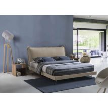 Talamo Italia - Lit double Anika, Lit fixe avec rembourrage et tête de lit en tissu, 100% Made in Italy, Ouverture frontale, convient pour matelas Cm