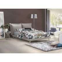 Talamo Italia - Lit double Ludovica, Lit fixe en tissu avec pieds, 100% Made in Italy, convient pour matelas 160x190 cm, Gris, avec emballage renforcé
