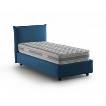 Lit simple Cosetta, Lit conteneur avec revêtement en tissu, 100% Made in Italy, Ouverture latérale, avec matelas 80x190 cm inclus, Bleu - Talamo