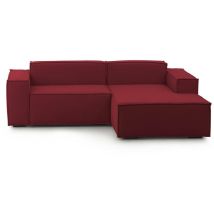 Festes Sofa Patrizia, Modulares 2-sitzer-sofa Mit Rechter Halbinsel, 100% Made In Italy, Modernes Sofa Aus Stoff, Cm 220x170h70, Rot - Talamo Italia