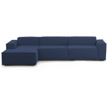 Festes Sofa Licia, Modulares 4-Sitzer-Sofa mit linker Halbinsel, 100% Made in Italy, Modernes Sofa aus Stoff, Cm 340x170h70, Blau - Talamo Italia