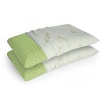 Paire d'oreillers pour lit, 100% Made in Italy, Oreillers en mémoire verte organique perforée et taie d'oreiller éco-durable, 73x43xh14 cm, avec