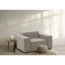 Talamo Italia - Poltrona Emanuela, Poltrona da salotto, 100% Made in Italy, Poltroncina relax in tessuto imbottito, Cm 140x95h70, Tortora, con