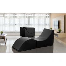 Talamo Italia - Lit pliant Andreina, Pouf convertible en lit simple, 100% Made in Italy, Pouf convertible en chaise longue en éco-cuir, Cm 130x50h50,