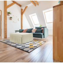 Dmora - Talamo Italia Lit pliant Ancilla, Pouf convertible en lit simple, 100% Made in Italy, Pouf de salon en tissu, Cm 80x80h45, Crème