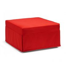 Talamo Italia Klappbett Ancilla, Puff umwandelbar in Einzelbett, 100% Made in Italy, Sitzpuff aus Stoff fürs Wohnzimmer, Cm 80x80h45, Rot