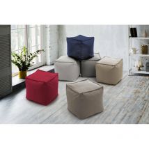 Talamo Italia - Pouf Annalaura, Pouf multifonction, 100% Made in Italy, Fauteuil relax en tissu rembourré, Cm 45x45h45, Beige, avec emballage renforcé