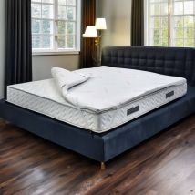 Talamo Italia - Ensemble Double Topper et 2 oreillers en mousse à mémoire de forme, 100% Made in Italy, revêtement en tissu anti-acariens,