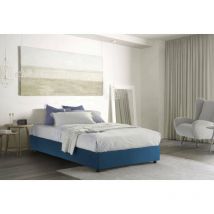 Talamo Italia - Doppelbett Dana, Containerbett mit Stoffbespannung, 100% Made in Italy, Frontöffnung, inklusive Matratze 160x190 cm, Blau