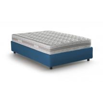 Talamo Italia - Doppelbett Gioia, Containerbett Mit Stoffbespannung, 100% Made In Italy, Frontöffnung, Mit Matratze Cm 140x200 Enthalten, Blau