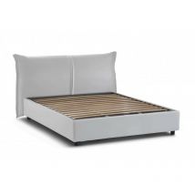Doppelbett Dbaji, Containerbett mit Stoffbespannung, 100% Made in Italy, Frontöffnung, passend für Matratze Cm 160x200, Weiß - Dmora