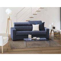 Talamo Italia - Sofá fijo Leila, Sofá de 2 plazas, 100% Made in Italy, Sofá Sala de estar, en tela acolchada, con reposacabezas ajustable y