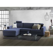 Sofa cama Adelina, Sofá de esquina, 100% Made in Italy, Sofá con apertura giratoria, Península contenedor izquierda, con reposabrazos estándar, Cm