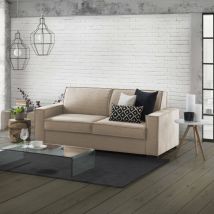 Sofá fijo Adriana, Sofá de 2 plazas, 100% Made in Italy, Sofá de salón en tela, con reposabrazos estándar, Cm 180x95h90, Beige, con embalaje