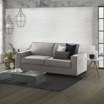 Talamo Italia - Sofá fijo Ylenia, Sofá de 3 plazas, 100% Made in Italy, Sofá de salón en tela, con reposabrazos estándar, Cm 220x95h90, Gris, con