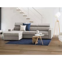 Sofá fijo Eliana, Sofá de esquina, 100% Made in Italy, Sofá de salón con chaise longue, en tela acolchada - Península contenedor izquierda, con
