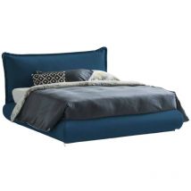 Doppelbett Ilenia, Staubett Mit Stoffbezug Und Kopfteil, 100% Made In Italy, Frontöffnung, Passend Für Matratze 160x190 Cm, Blau - Talamo Italia