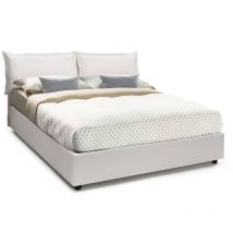 Doppelbett Veronica, Containerbett mit Kunstlederbezug, 100% Made in Italy, Frontöffnung, passend für Matratze 160x190 cm, Weiß - Talamo Italia