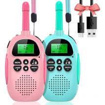 Talkie Walkie Rechargeable Longue Portée,Jeux Exterieur Jouet pour Enfants, 16 Canaux, avec Écran lcd Rétro-Éclairé Fonction VOX,Torche,Cadeau pour