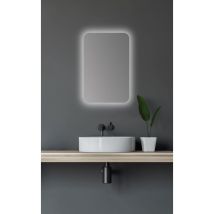 Armadietto A Specchio Da Bagno Con Illuminazione, Ovale, 40 X 60 Cm, Con Struttura In Alluminio Di Alta Qualità, Nero Opaco, Due Ripiani In Vetro - 