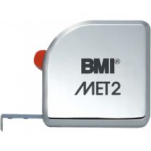 BMI - Metro de cinta de bolsillo, plata/blanco, 2 m x 13 mm