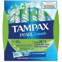 Tampax Compak Pearl Super Applicator Tampons Boxed x16 (Pack of 4) - C006299
