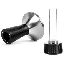 Tampon à expresso 53 mm, 2 en 1, avec base en acier inoxydable, noir