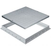 First Plast - Tampon de sol polypropylène 435 x 435 mm avec cadre 450 x 450 mm - Gris