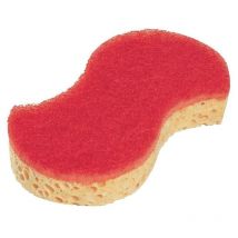 Spontex Professionnal - ponge cellulosique Spontex 92 récurage avec abrasif à forme ergonomique 148x80x29mm blond rouge sachet de 10 pièces