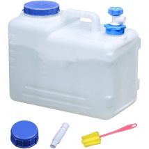 Andyou - Tanque contenedor de agua de 15 l con tapa de grifo, sin bpa, para camping, festival, color blanco/transparente