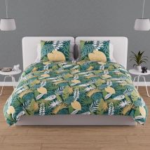 Parure housse de couette en coton 57 fils 240x220 cm tanzanie vert, par Soleil d'ocre