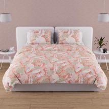 Parure housse de couette en coton 57 fils 240x220 cm tanzanie corail, par Soleil d'ocre