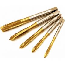 Gotrays - Tap & Die Set, 5 Revêtement en titane hss M3 M4 M5 M6 M8 robinet de la main droite machine spirale point droite cannelée pas de vis Plug