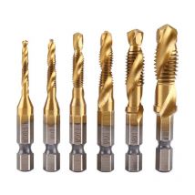 Choyclit - Free Felivery Tap Set for Screw Tapping Tools, 6Pcs M3-M10 hss Titanium Coated Thread Tap and Die Set, 1/4' Hex Shank Tap Drill Bit Set