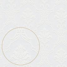 Tadessi - Tapete Überstreichbar TA-01-03946 Vliestapete Weiß Barocktapete Ornamente 1 Rolle