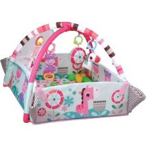 Keepbuying - Tapete de juego multifuncional 5 en 1,30 pelotas incluidas, 12 pistas musicales y 20 minutos de música y luces, rosa