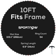 Sportnow - Tapete de repuesto para trampolín redondo Ø262 cm colchoneta para trampolín de 10 pies Anti-UV y 8 filas de costuras