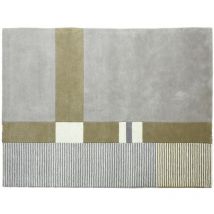 Vente-unique - Tapis 100% laine fait à la main - 160 x 230 cm - 2200g/m2 - Gris et marron - nouria