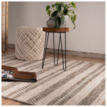 Deladeco - Tapis 100% laine plat design rectangle Indiana Taupe 80x150